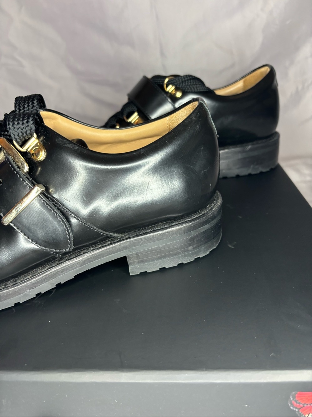 The Office of Angela Scott Women’s Black Mr. Logan Leather Oxford 37.5 - Picture 6 of 11